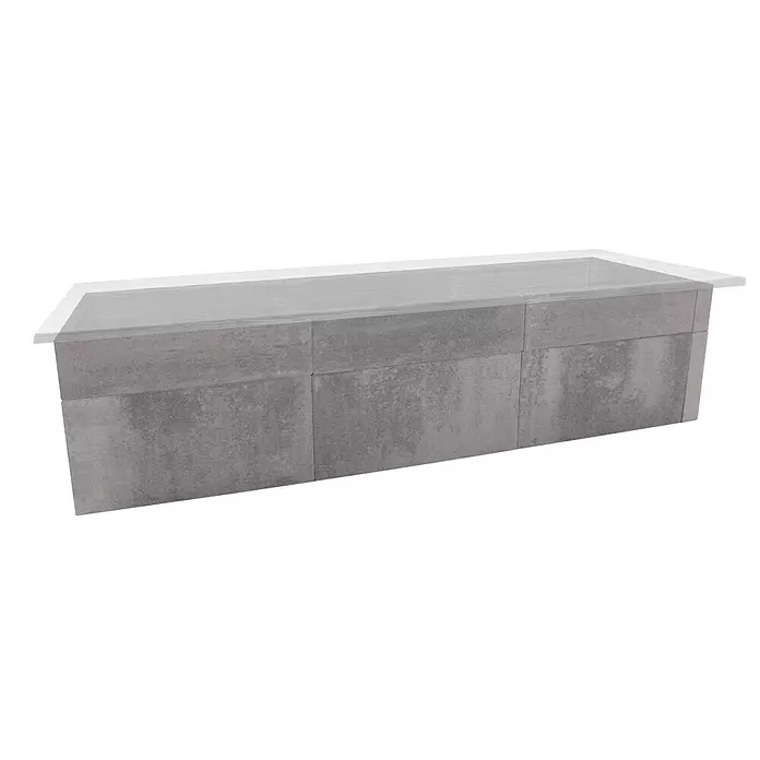 EHL Creaform Sitzbank - 190 x 67 x 45 cm, Steingrau, Beton - Modulare graue Betonbank mit heller Holzplatte.