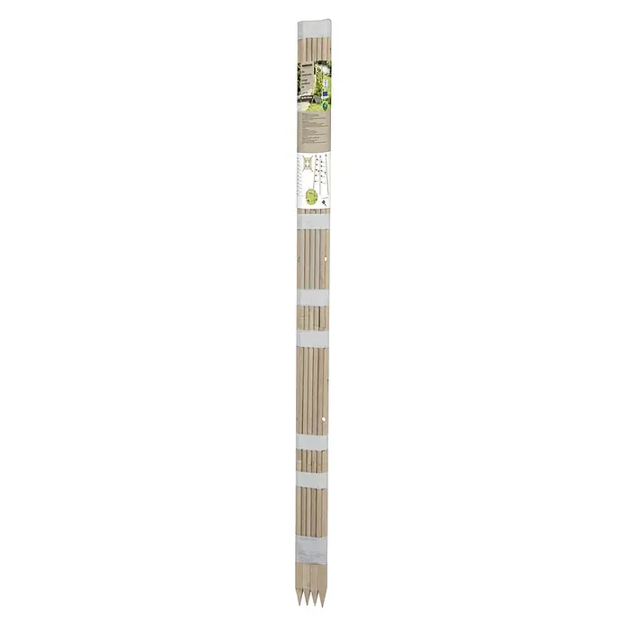 Windhager Rankhilfe Pyramide - L x B x H: 50 x 50 x 145 cm, Holz - Ein Set von Holzstäben, zusammengebunden mit weißem Klebeband, zur Verwendung als Pflanzenstützen im Garten.