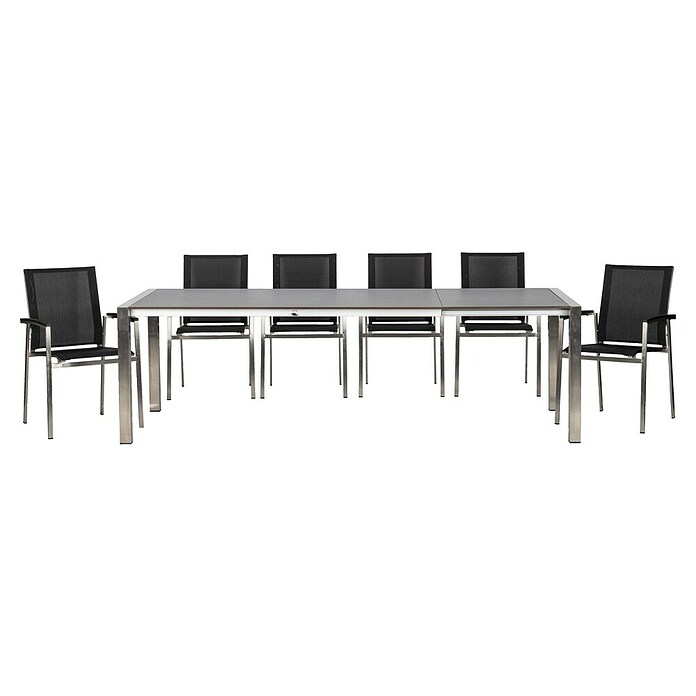 Acamp Gartenmöbel-Set Auris/Extensio (7 -tlg., Edelstahl, Schwarz, Stapelbar) | BAUHAUS