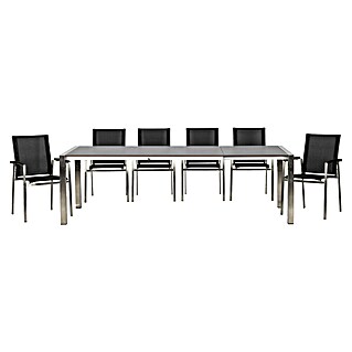 Acamp Gartenmöbel-Set Auris/Extensio (7 -tlg., Edelstahl, Schwarz, Stapelbar)