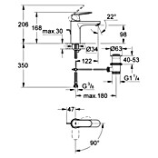 Grohe Eurosmart Cosmopolitan Waschtischarmatur M-Size mit ES-Funktion (Mit Zugstange, Chrom, Glänzend) | BAUHAUS