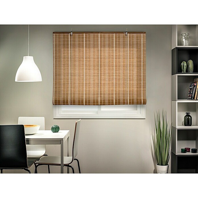 Estor enrollable de bambú Cenefa (An x Al: 100 x 180 cm, Blanco, Formas y patrones) | BAUHAUS