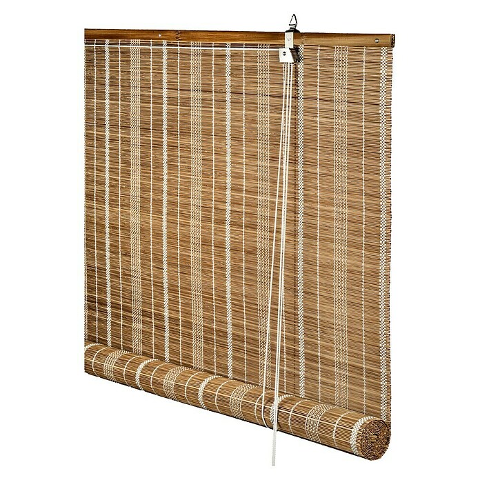 Estor enrollable de bambú Cenefa (An x Al: 100 x 180 cm, Blanco, Formas y patrones) | BAUHAUS