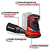 Einhell Power X-Change Akku-Exzenterschleifer TE-RS 18 Li-Solo (18 V, Ohne Akku, Durchmesser Schleifteller: 125 mm)