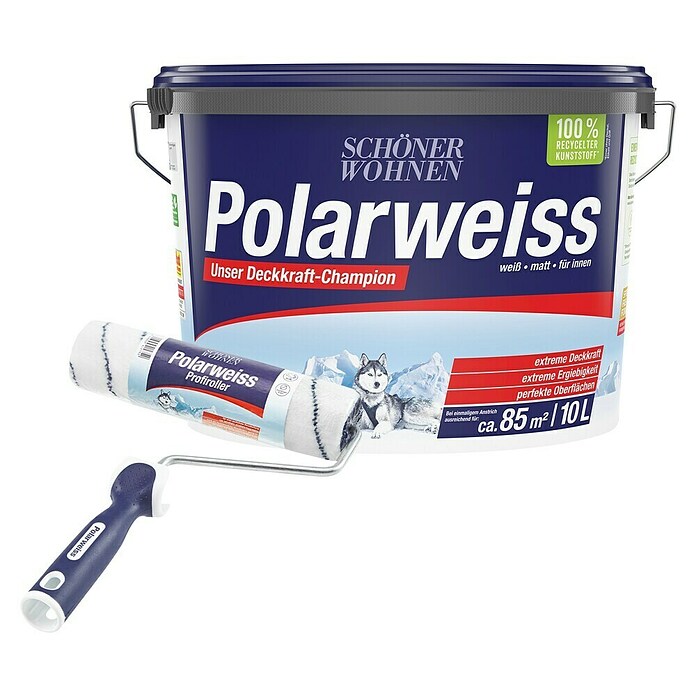 SCHÖNER WOHNEN-Farbe Renovier-Set Polarweiß mit Profi-Roller (2 -tlg., Weiß) | BAUHAUS