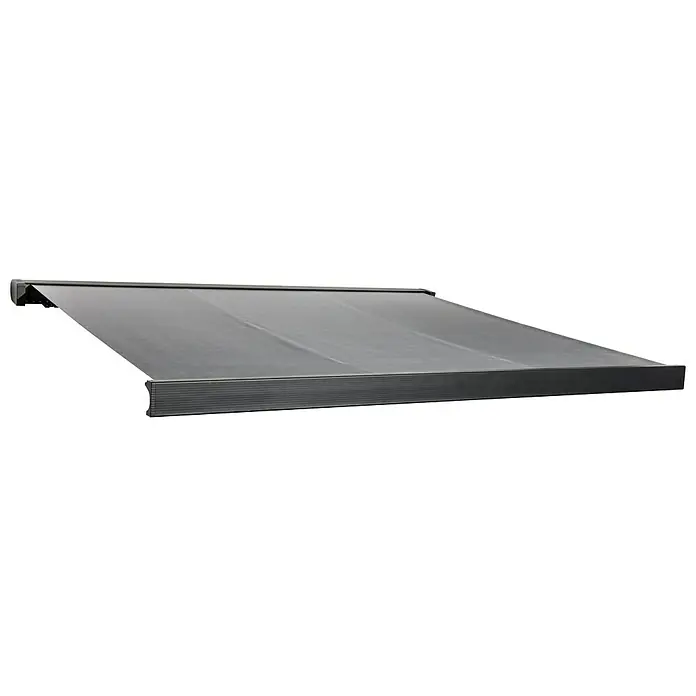 Sunfun LED-Vollkassettenmarkise - Grau, Breite: 5 m, Ausfall: 3 m - Graue Markise zum Schutz vor Sonne und Wetter. Die Markise ist aus hochwertigen Materialien gefertigt und bietet zuverlässigen Schutz.