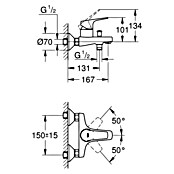 Grohe BauFlow Badewannenarmatur (Chrom, Glänzend)