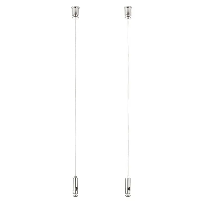Eglo Drahtseil Lampenzubehör Suspension - 2 Stk. - Zwei silberne Pendelleuchten mit eleganten, schlanken Kabeln und zylindrischen Aufhängungen. Ein stilvolles Design für moderne Innenräume.