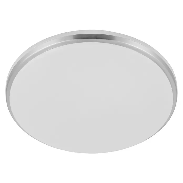 Eglo LED-Deckenleuchte Margidore - 18 W, Weiß, Silber, Warmweiß - Runde weiße Deckenleuchte mit silbernem Metallrahmen.