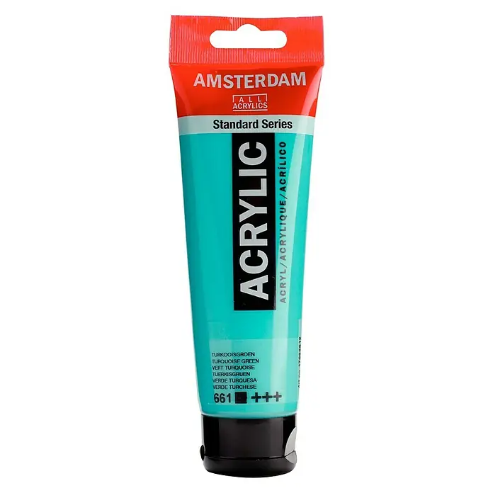 Talens Amsterdam Pintura acrílica Standard - Verde turquesa, 120 ml, Tubo - Tubo de pintura acrílica verde turquesa Amsterdam All Acrylics Standard Series. Ideal para artistas y aficionados.