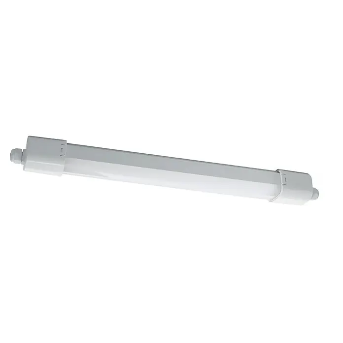 Eglo Feuchtraumleuchte Expert Slim - 16 W, L x B x H: 65 x 5,8 x 5,5 cm, Weiß, Neutralweiß - Ein weißes LED-Leuchtstoffröhren-Ersatzgerät, ideal für die Beleuchtung von Garagen, Werkstätten und anderen Arbeitsbereichen.