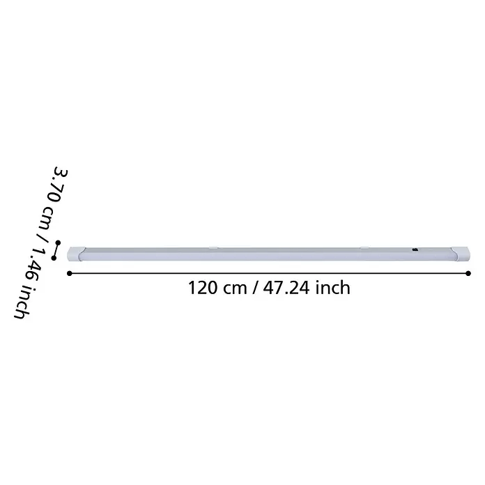 Eglo LED-Unterbauleuchte Mattanza - L x B x H: 120 x 3 x 4 cm, Lichtfarbe: Neutralweiß, 220 V - 240 V - Weiße/silberne lineare LED-Leuchte mit Schalter, 120 cm lang und 3,70 cm breit.