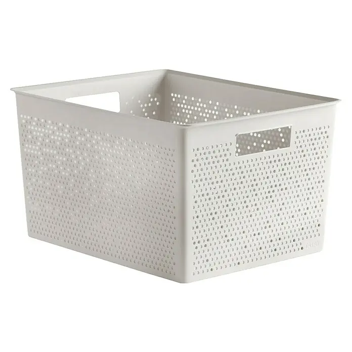 Tatay Bohol Cesta para baño - L x An x Al: 39 x 39 x 21,5 cm, Blanco sky - Cesta de almacenamiento de plástico blanco con pequeños agujeros y asas laterales. Ideal para organizar el hogar.