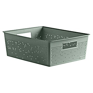 Tatay Bohol Cesta para baño (L x An x Al: 39 x 39 x 13,5 cm, Verde sage)