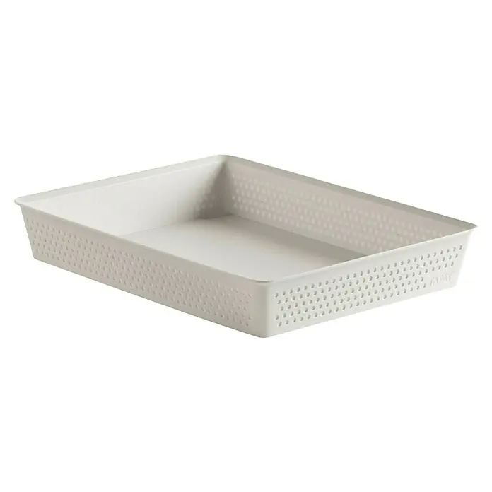 Tatay Bohol Organizador A4 - L x An x Al: 26,5 x 35 x 5,5 cm, Blanco sky - Una cesta de almacenamiento Tatay blanca, ideal para organizar objetos en el hogar o la oficina. Diseño práctico con patrón perforado para una buena ventilación.