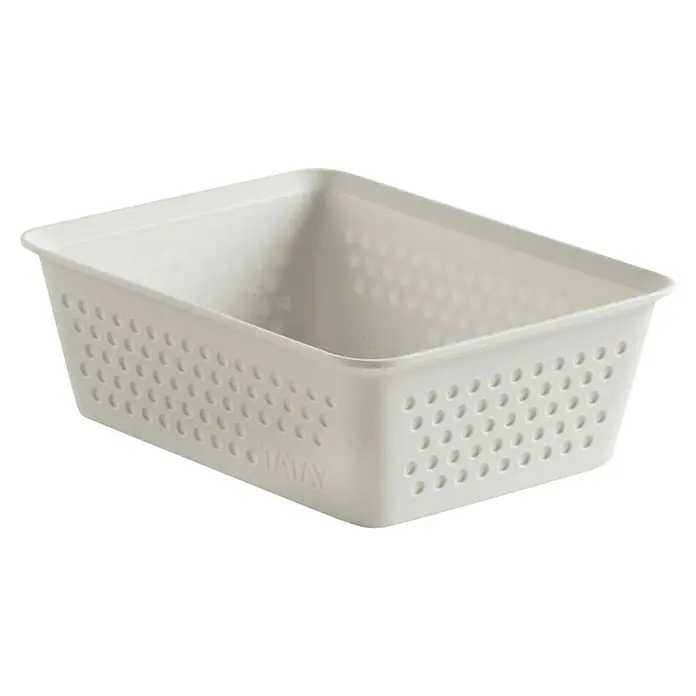 Tatay Bohol Organizador A6 - L x An x Al: 12,5 x 16,5 x 5,5 cm, Blanco sky - Cesta de plástico blanca con agujeros para almacenamiento doméstico. Práctica y versátil para organizar objetos en el hogar.