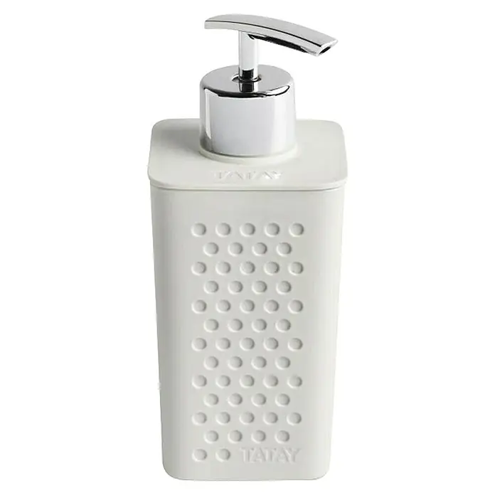 Tatay Bohol Dispensador de jabón - L x An x Al: 7 x 65 x 16 cm, Plástico, Blanco sky - Elegante dispensador de jabón Tatay en blanco con bomba cromada y diseño de puntos para un baño con estilo.