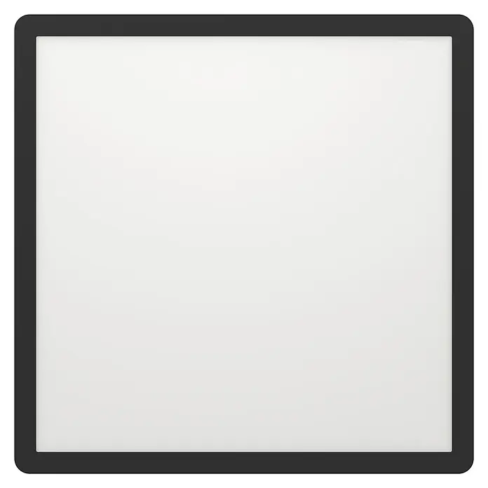Eglo LED-Deckenleuchte Minerario - 20,2 W, L x B x H: 39 x 39 x 3 cm, Schwarz, Warmweiß - Quadratischer Rahmen mit abgerundeten Ecken, ideal für Fotos oder Grafiken. Schwarzer Rand umgibt eine leere, helle Fläche.