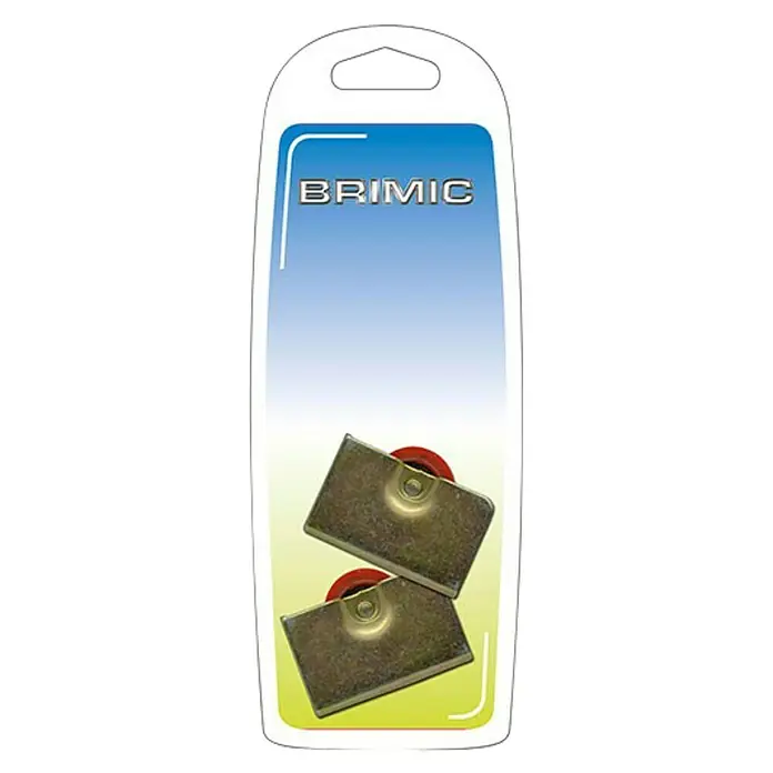 Micel Brimic Cojinete de bolas Inasa 162 - Diámetro: 25,5 mm - Primer plano de un producto BRIMIC en su embalaje, posiblemente accesorios o herrajes para ventanas.