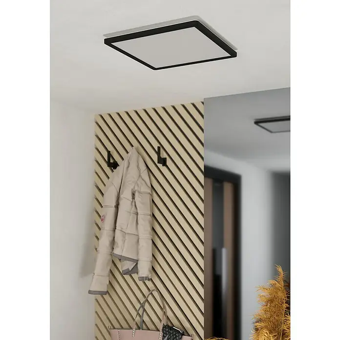 Eglo LED-Deckenleuchte Minerario - 20,2 W, L x B x H: 39 x 39 x 3 cm, Schwarz, Warmweiß - Deckenleuchte mit quadratischer Form und schwarzem Rahmen, die ein elegantes und modernes Ambiente erzeugt.