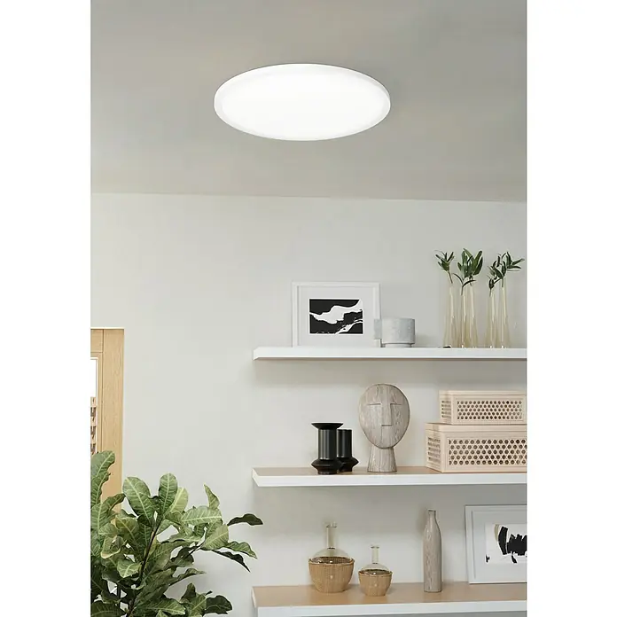 Eglo LED-Deckenleuchte Minerario - 20,2 W, Ø x H: 39 x 3 cm, Weiß, Warmweiß - Runde LED-Deckenleuchte mit einem schlichten Design, das sich gut in moderne Innenräume einfügt und für eine helle, gleichmäßige Ausleuchtung sorgt.