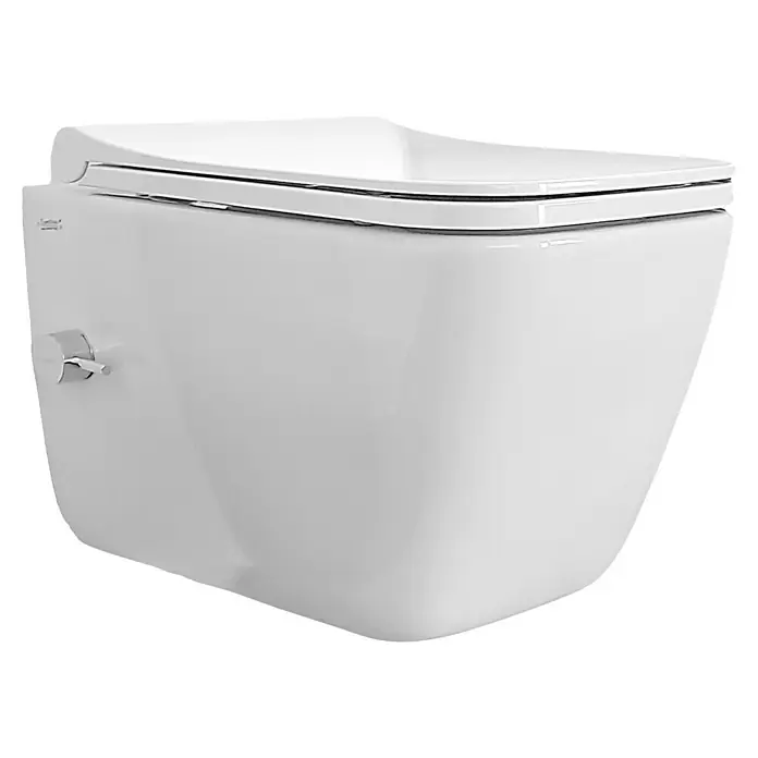 Temtasi Lavita Wand-Dusch-WC - Spülrandlos, Mit schmutzabweisender Glasur, Spülform: Tief, WC Abgang: Waagerecht, Weiß - Elegante wandhängende Toilette in Weiß mit schlankem Design und verchromtem Spülknopf. Perfekt für moderne Badezimmer.