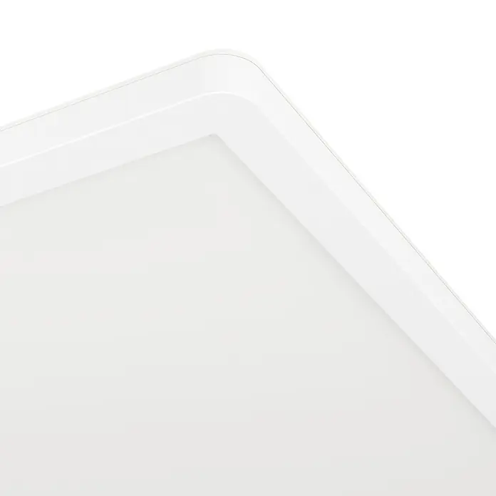 Eglo LED-Deckenleuchte Minerario - 20,2 W, L x B x H: 39 x 39 x 3 cm, Weiß, Warmweiß - Nahaufnahme einer quadratischen, weißen LED-Deckenleuchte, die ein modernes und minimalistisches Design für die Beleuchtung zeigt.