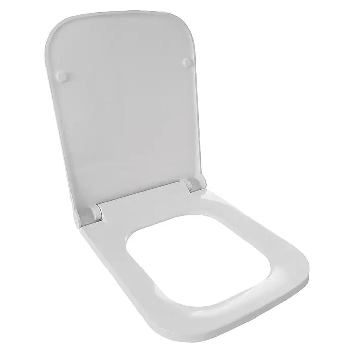 Temtasi Lavita WC-Sitz - Mit Absenkautomatik, Duroplast, Weiß - Weißer WC-Sitz mit quadratischer Form und offenem Deckel für eine moderne Badezimmerausstattung.