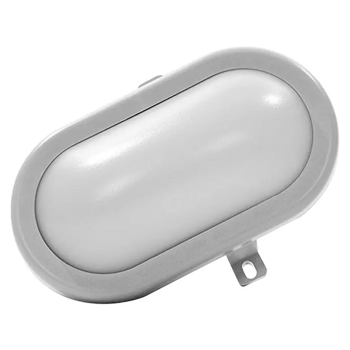Polaroid LED-Außenwandleuchte - Weiß, L x B x H: 16,9 x 11,5 x 7,6 cm, 5,5 W - Ovale LED-Deckenleuchte mit grauem Rahmen und Befestigungslasche für den Innenbereich. Ideal für Flure, Badezimmer und mehr.