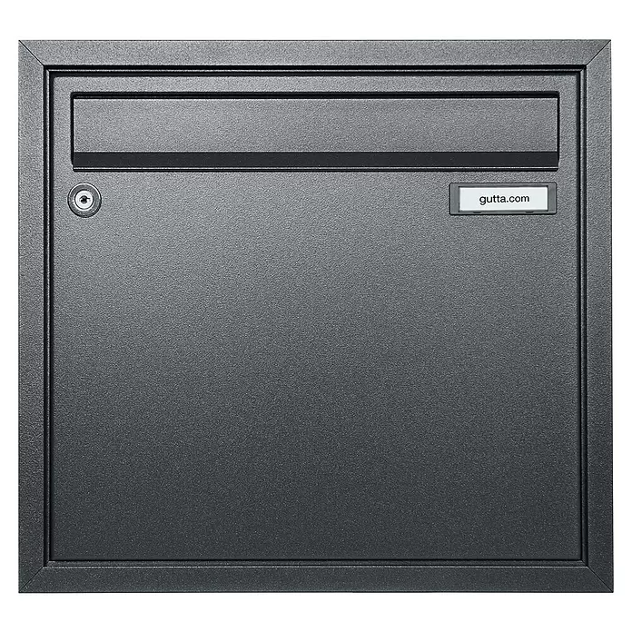Gutta Rechteckvordach BS Plus 200 UP ST BK - 200 x 90 x 15,5 cm, Seitenteil rechts, Briefkasten Anthrazit - Dunkelgrauer, strukturierter Metallbriefkasten mit Einwurfschlitz, Schlüsselloch und Namensschild.