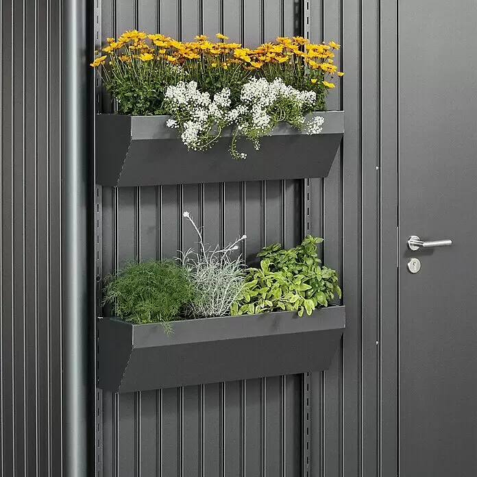 Biohort Pflanzkasten FloraBoard - Länge: 82 cm, Dunkelgrau-Metallic - Detailaufnahme