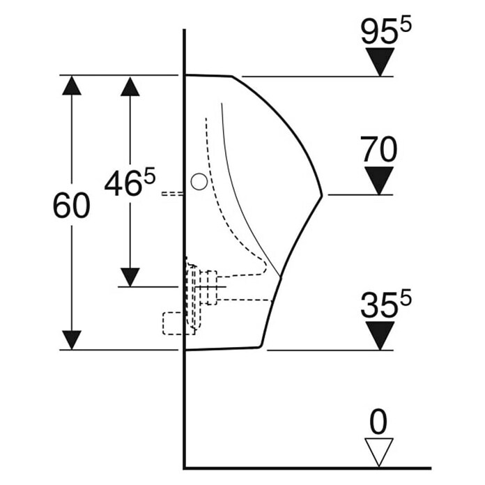 Geberit Renova Urinal (Unbeschichtet, Zulauf: Oben, Absaugspülung, Farbe: Weiß) | BAUHAUS