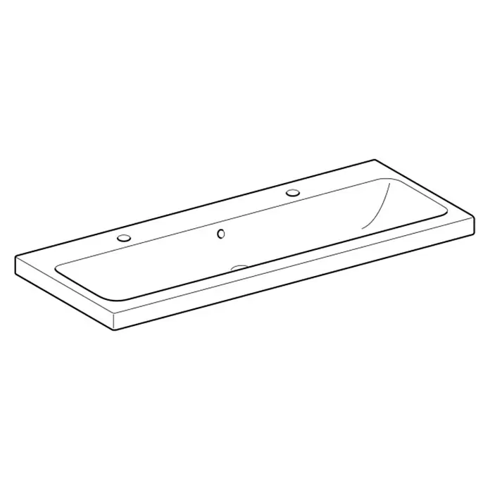 Geberit iCon Light Doppelwaschtisch120 x 48 cm, Ohne Spezialglasur, Hahnloch: Links, Mit Überlauf, Weiß