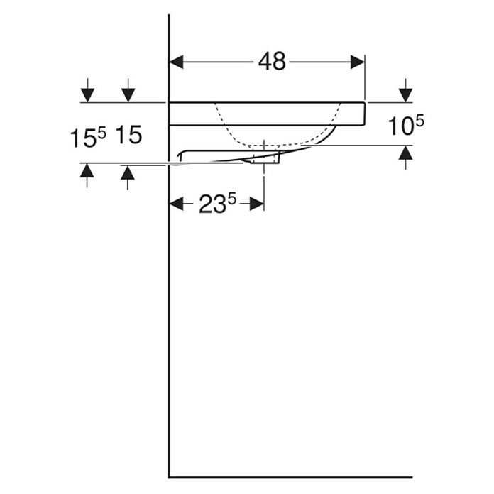 Geberit iCon Light Doppelwaschtisch (120 x 48 cm, Mit schmutzabweisender Glasur, Hahnloch: Links, Mit Überlauf, Weiß) | BAUHAUS