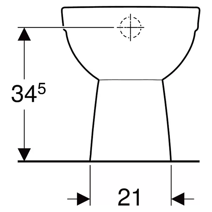 Geberit Renova Stand-WC - Mit Spülrand, Mit schmutzabweisender Glasur, Spülform: Tief, WC Abgang: Senkrecht, Weiß - Maße einer Toilettenschüssel: Höhe 345, Basisbreite 21.