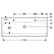 Geberit iCon Light Doppelwaschtisch (120 x 48 cm, Mit schmutzabweisender Glasur, Hahnloch: Links, Mit Überlauf, Weiß) | BAUHAUS