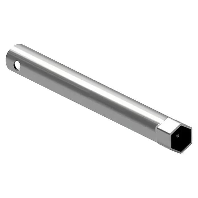 Geberit Renova Montageschlüssel - Passend für: Geberit Renova WC-Sitze - Silberner Metall-Steckschlüssel mit Sechskantöffnung und Querloch für eine Knebelstange.