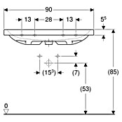 Geberit iCon Light Waschtisch (90 x 48 cm, Mit schmutzabweisender Glasur, Hahnloch: Ohne, Ohne Überlauf, Weiß) | BAUHAUS