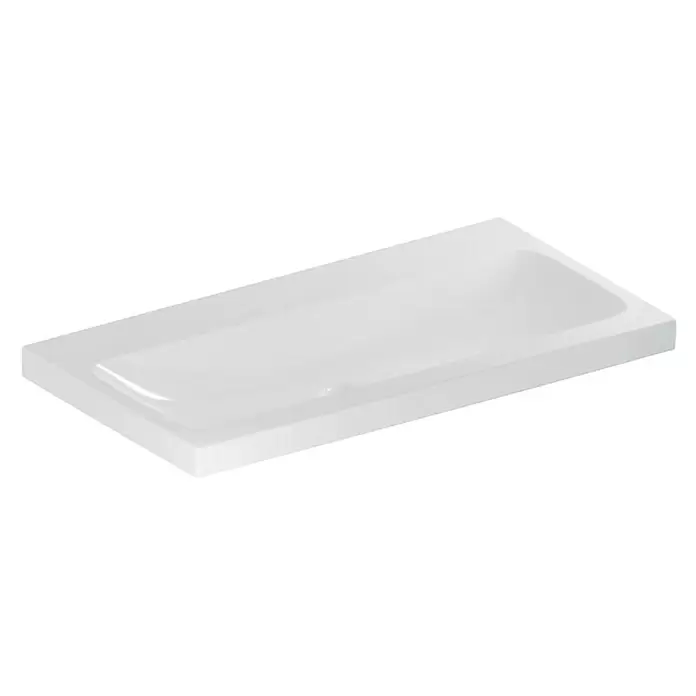 Geberit iCon Light Waschtisch - 90 x 48 cm, Mit schmutzabweisender Glasur, Hahnloch: Ohne, Ohne Überlauf, Weiß - Weißes rechteckiges Duschbecken für moderne Bäder.