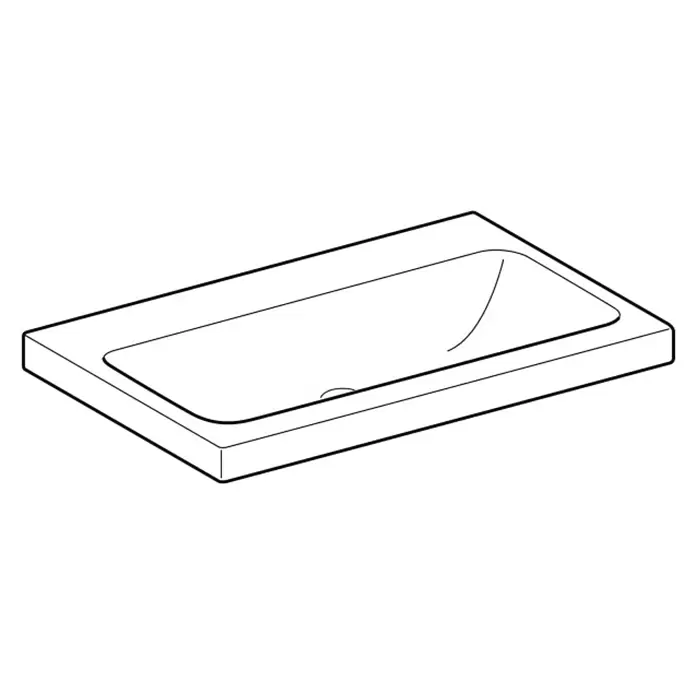 Geberit iCon Light Waschtisch - 75 x 48 cm, Mit schmutzabweisender Glasur, Hahnloch: Ohne, Ohne Überlauf, Weiß - Rechteckige Duschwanne mit integriertem Becken und Abfluss.