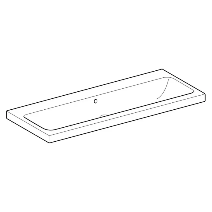 Geberit iCon Light Waschtisch - 120 x 48 cm, Mit schmutzabweisender Glasur, Hahnloch: Ohne, Mit Überlauf, Weiß - Rechteckiges Einzelwaschbecken mit Hahnloch und Überlauf.