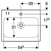 Geberit iCon Waschtisch (60 x 48,5 cm, Ohne Spezialglasur, Hahnloch: Mitte, Ohne Überlauf, Weiß) | BAUHAUS