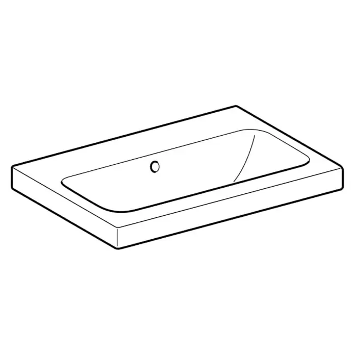 Geberit iCon Light Waschtisch - 60 x 42 cm, Ohne Spezialglasur, Hahnloch: Ohne, Mit Überlauf, Weiß - Weißes, rechteckiges Waschbecken mit integriertem Becken und Ablaufloch.