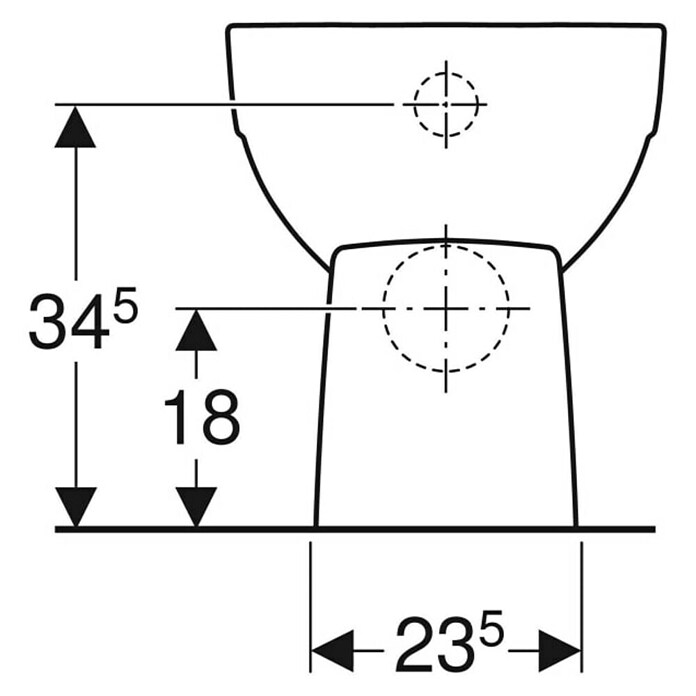 Geberit Renova Stand-WC (Mit Spülrand, Ohne Spezialglasur, Spülform: Flach, WC Abgang: Waagerecht, Weiß) | BAUHAUS