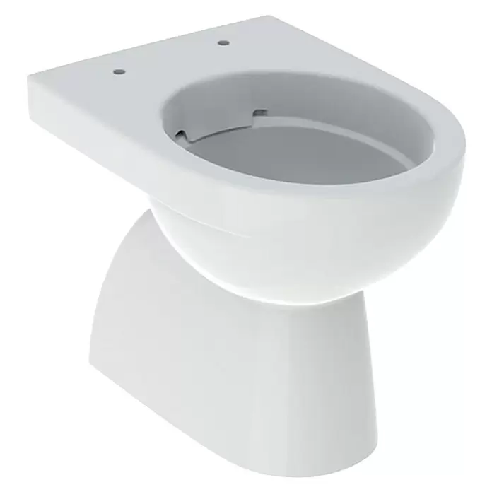 Geberit Renova Stand-WC - Spülrandlos, Ohne Spezialglasur, Spülform: Tief, WC Abgang: Senkrecht, Weiß - Weißes Keramik-Stand-WC-Becken.