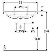 Geberit iCon Light Waschtisch (75 x 48 cm, Ohne Spezialglasur, Hahnloch: Ohne, Ohne Überlauf, Weiß) | BAUHAUS