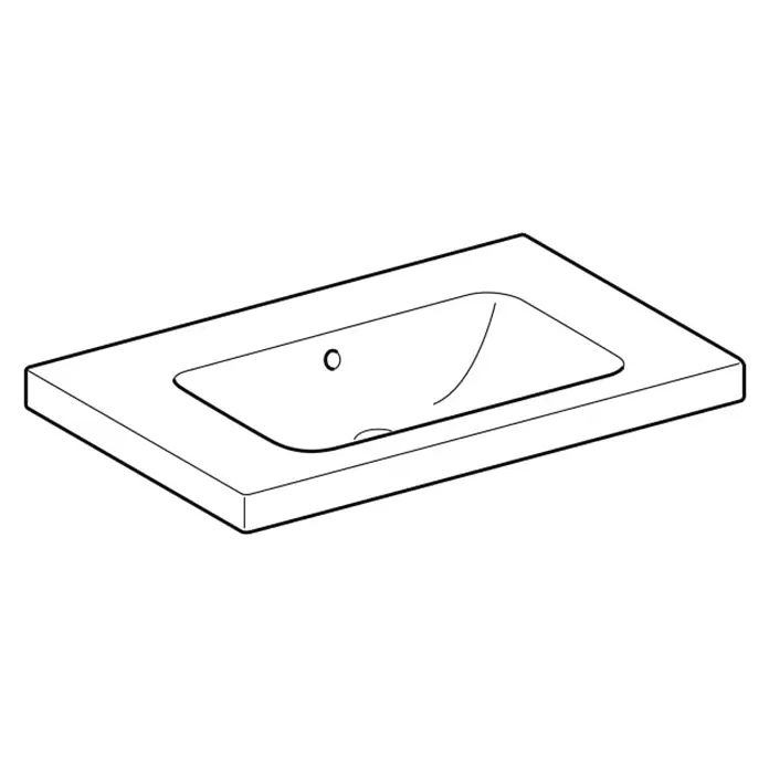 Geberit iCon Light Waschtisch - 75 x 48 cm, Mit schmutzabweisender Glasur, Hahnloch: Ohne, Mit Überlauf, Weiß, Mit Ablagefläche - Rechteckiges Einbauwaschbecken mit einem Hahnloch.