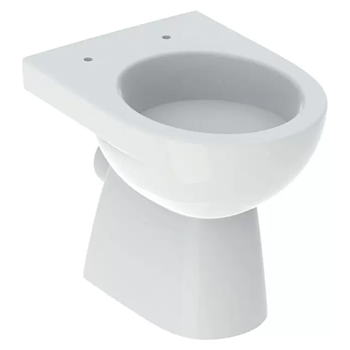 Geberit Renova Stand-WC - Mit Spülrand, Mit schmutzabweisender Glasur, Spülform: Tief, WC Abgang: Waagerecht, Weiß - Weißes Keramik-WC-Becken, bodenstehendes Design.
