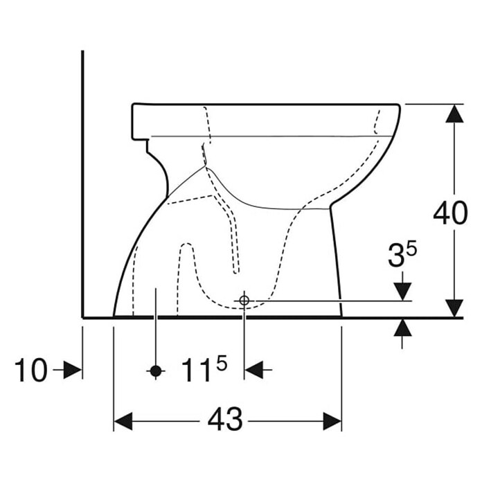 Geberit Renova Stand-WC (Spülrandlos, Ohne Spezialglasur, Spülform: Tief, WC Abgang: Senkrecht, Weiß) | BAUHAUS