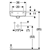 Geberit Renova Waschbecken (B x L: 36 x 25 cm, Ohne Spezialglasur, Hahnloch: Rechts, Mit Überlauf, Weiß) | BAUHAUS